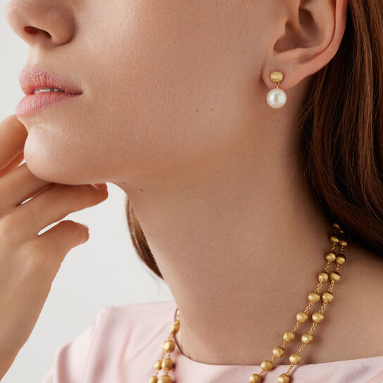 Marco Bicego Africa Yellow Gold and Pearl Earrings OB1011 PL01 Y image number 1